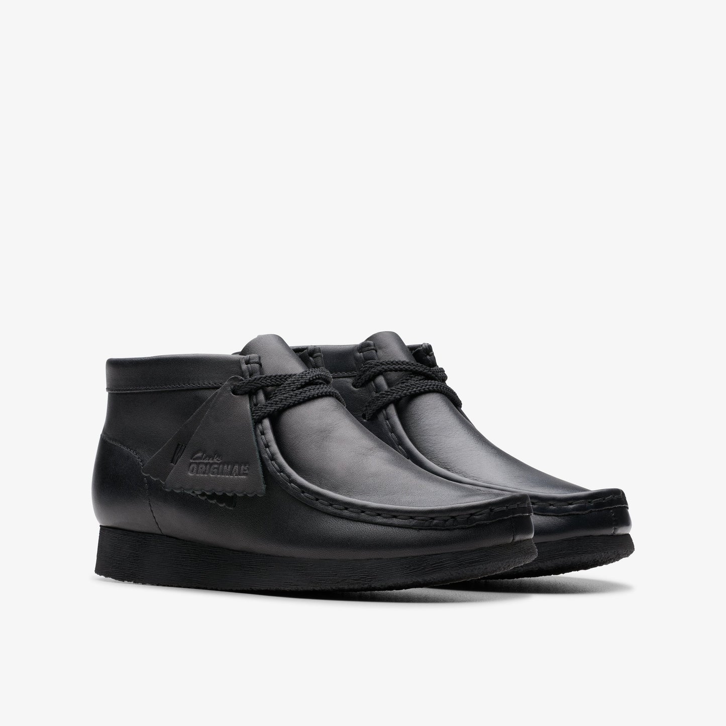 Clarks Kids - Wallabee Boot Older Black Leather 26168041