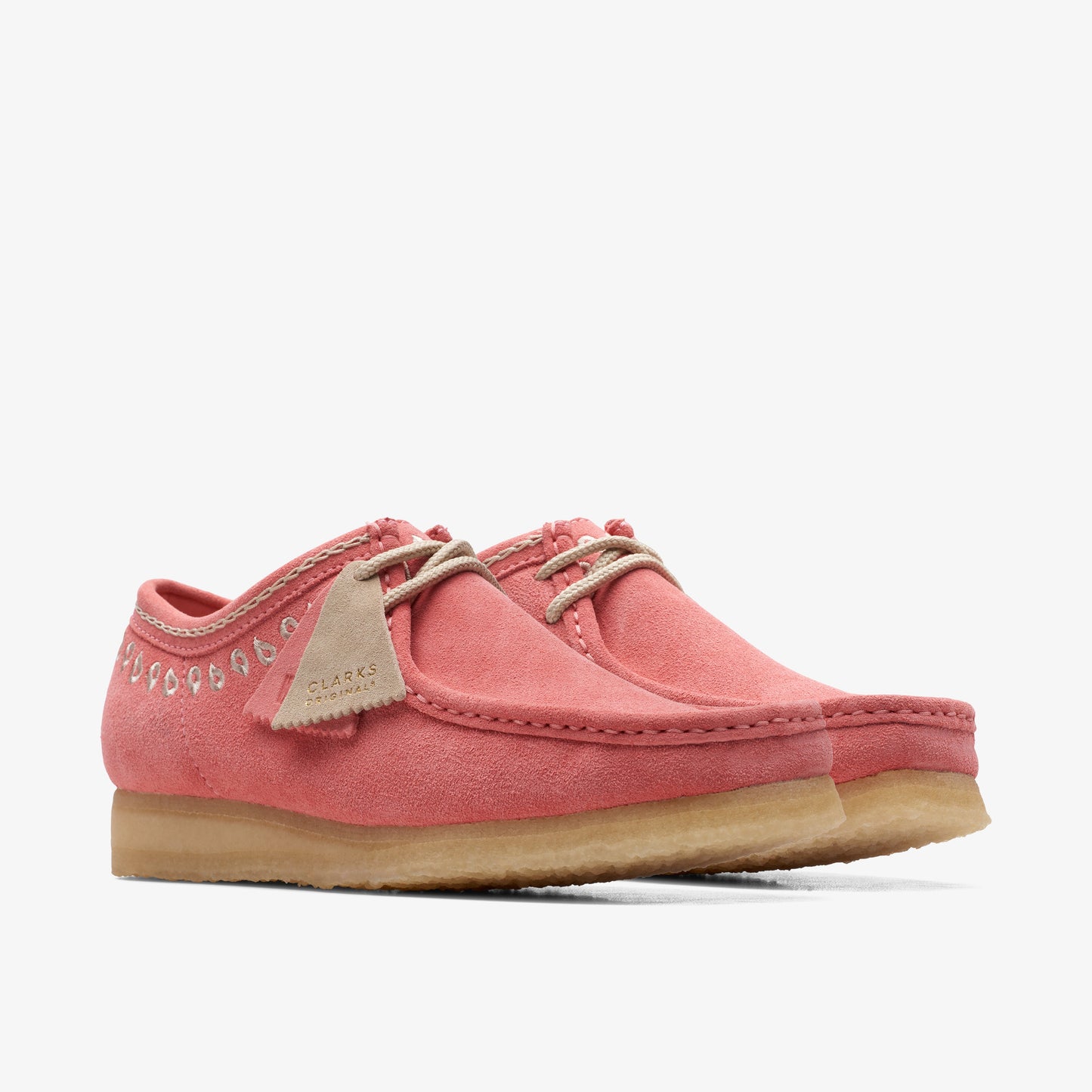 Clarks Mens Wallabee Pink Embroidery 26170539