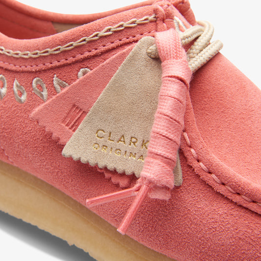 Clarks Mens Wallabee Pink Embroidery 26170539