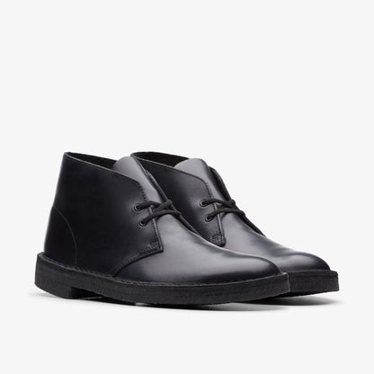 Clarks Mens Desert Boot Black Polished 26144225