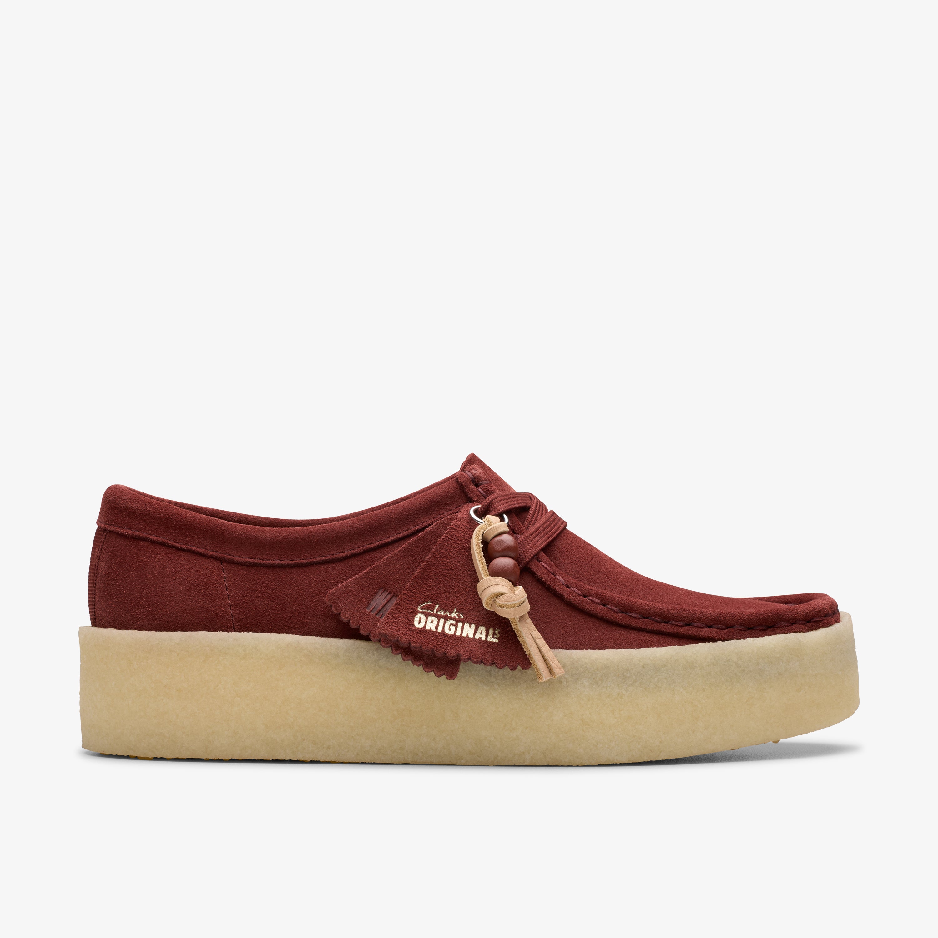 Clarks Womens Wallabee Cup Deep Red Suede 26177713 – Lola's Shoes
