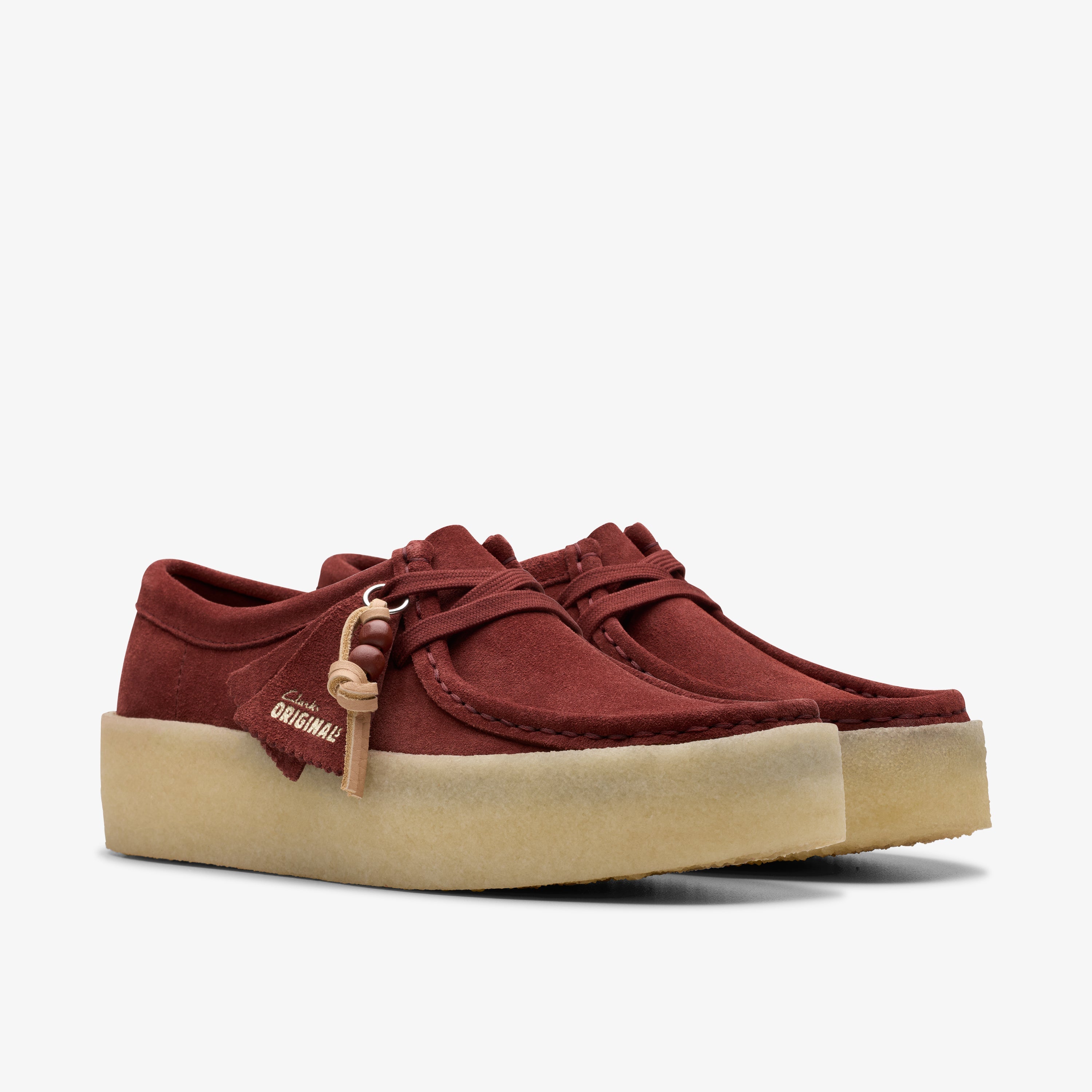 Clarks Womens Wallabee Cup Deep Red Suede 26177713 – Lola's Shoes