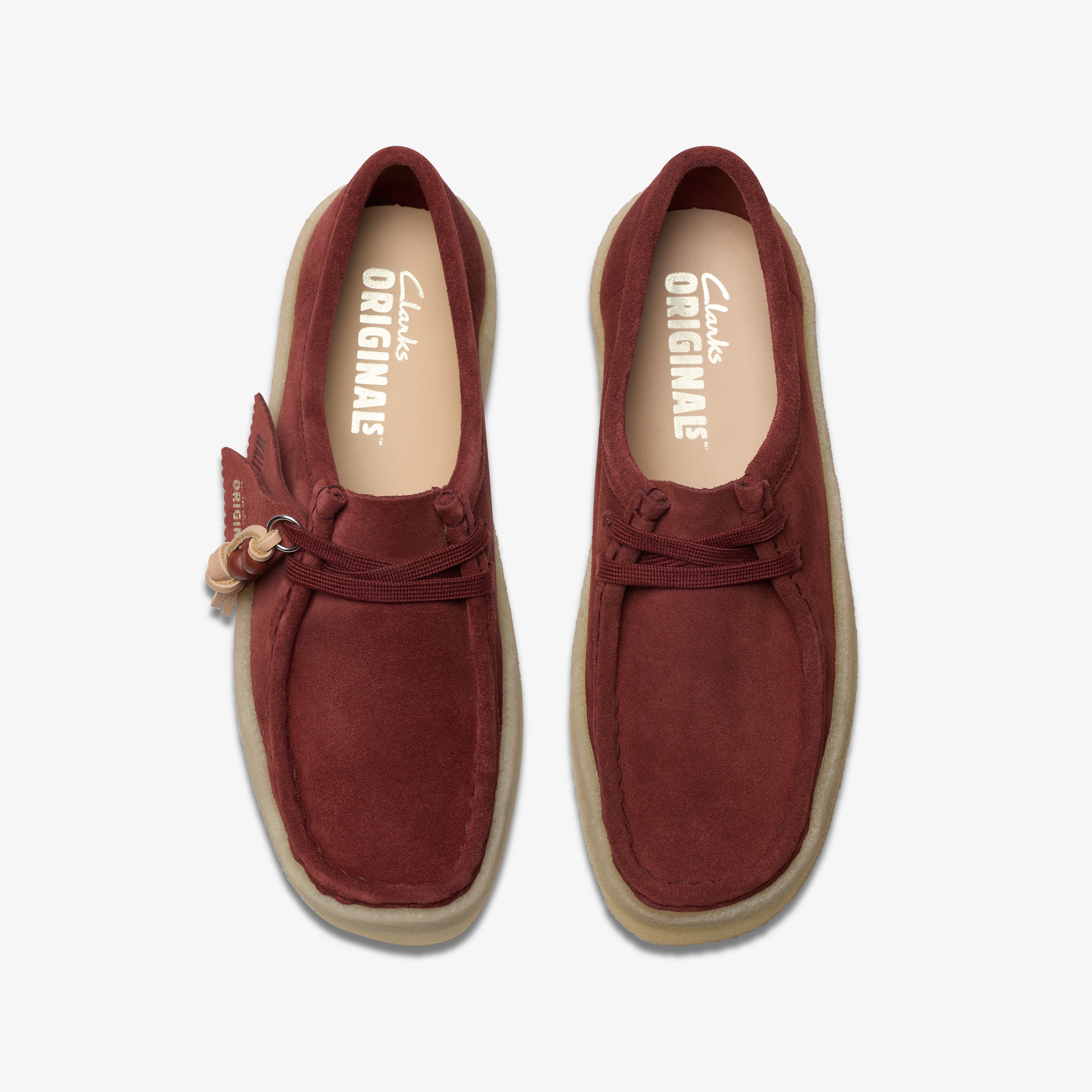 lala777 Clarks Womens Wallabee Cup Deep Red Suede 26177713 – Lola's Shoes