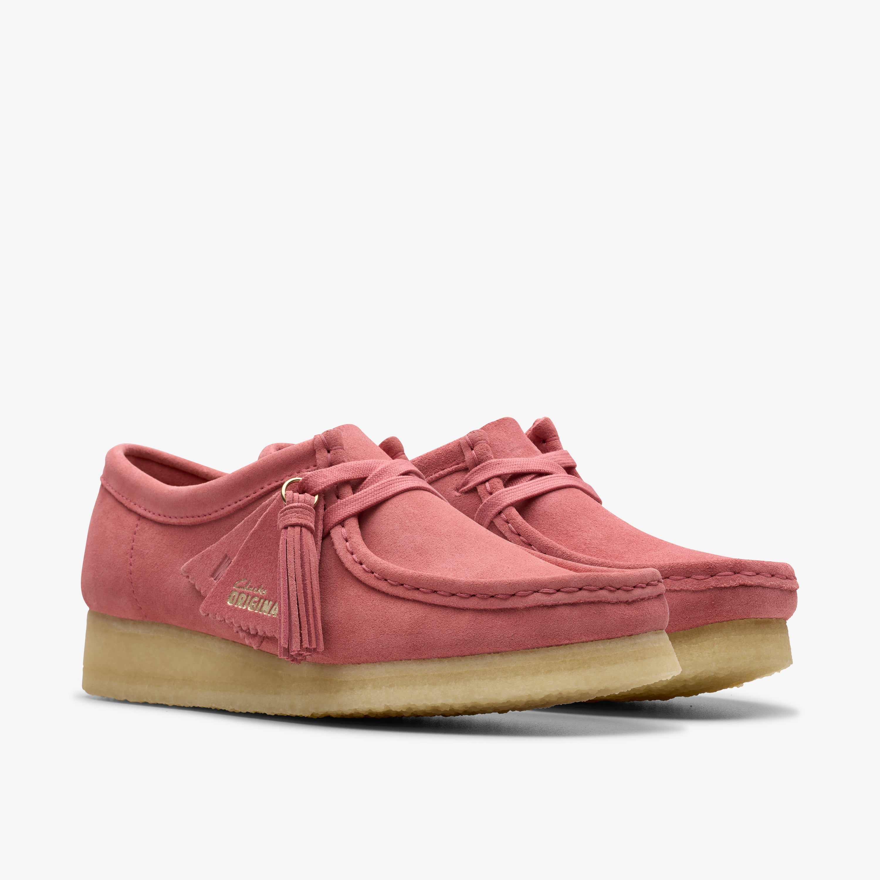 Clarks Womens Wallabee Vintage Pink Suede 26179159 – Lola's Shoes