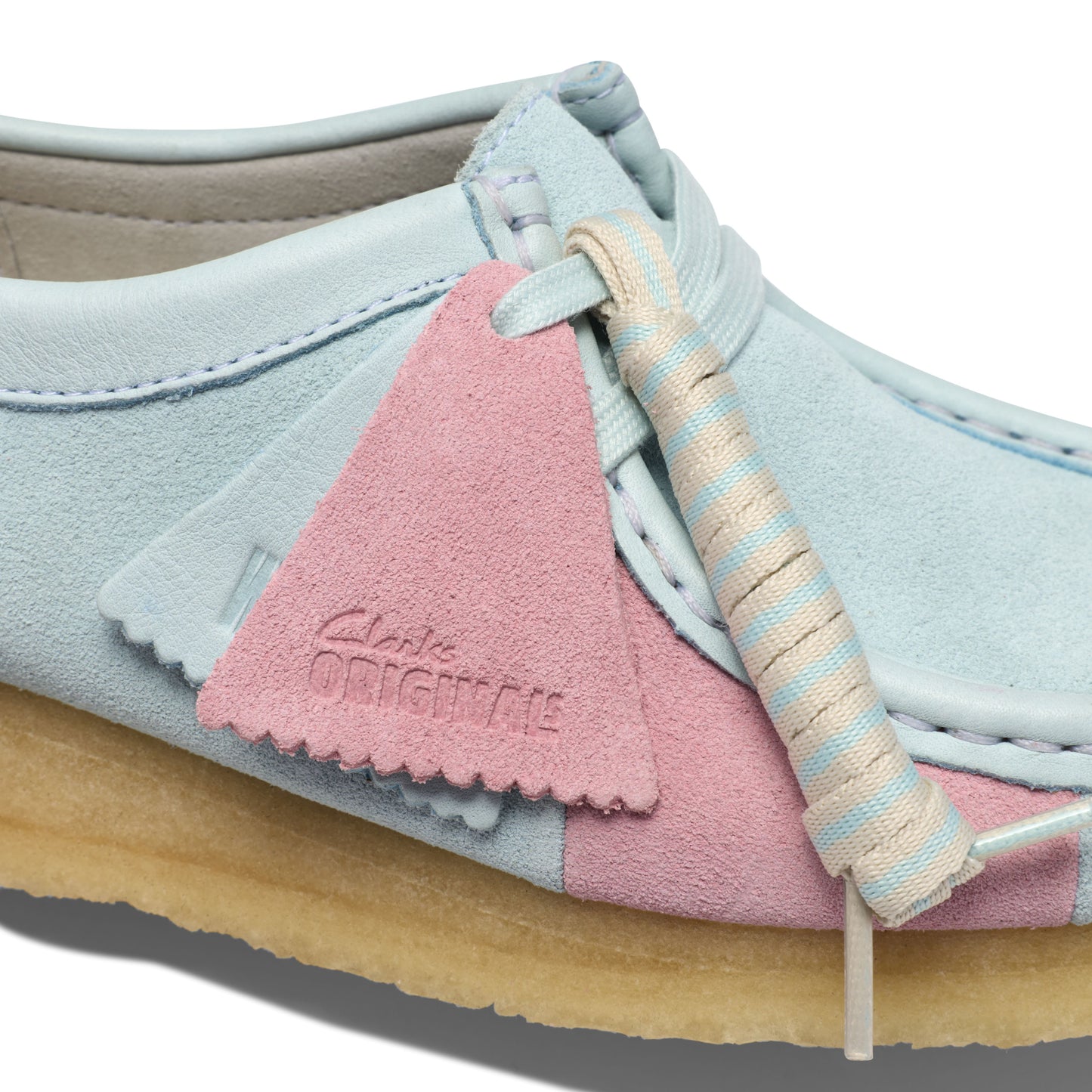 Clark Women's Wallabee Pale Blue Stripe 26185585